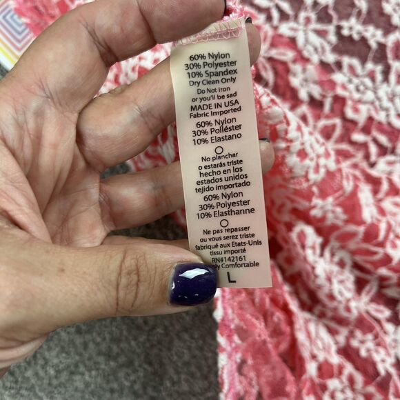 LuLaRoe Joy Duster Vest Womens Large Pink Lace Sheer Kimono Romantic Boho - Picture 6 of 8